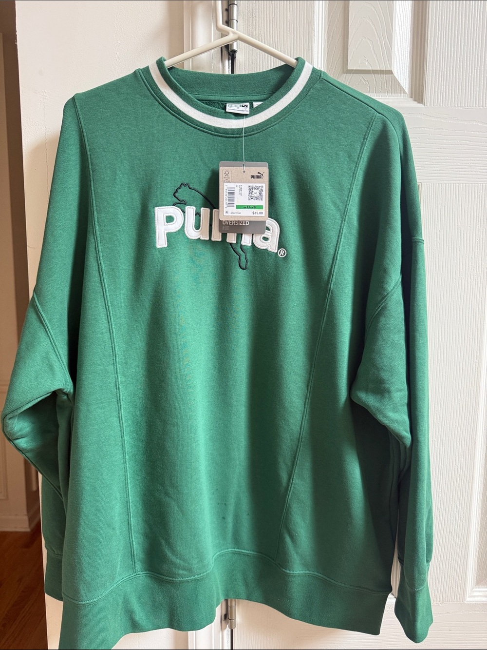 Puma Green Crewneck Sweatshirt with White Trim